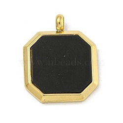 Ion Plating(IP) 304 Stainless Steel Pendants, with Black Acrylic, Octagon Charm, Golden, 25x20x3mm, Hole: 3mm(STAS-F307-16G)