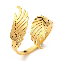 304 Stainless Steel Double Wing Open Cuff Ring, Golden, Inner Diameter: 19mm(RJEW-F149-01G)