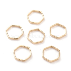 Brass Linking Rings, Long-Lasting Plated, Hexagon, Real 24K Gold Plated, 9x8x1mm, Inner Diameter: 7x7mm(KK-Y003-05B-G)
