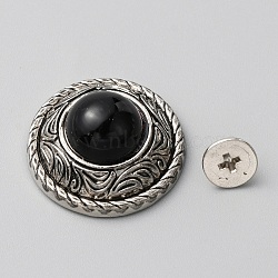 Zinc Alloy Decorative Rivets, with Synthetic Turquoise and Iron Screws, for Purse, Bags, Leather Crafts Decoration, Flat Round, Black, 20x9.5mm, Hole: 2.5mm(BUTT-WH0028-36B-04)