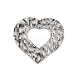 304 Stainless Steel Pendants, Textured, Heart Charms, Antique Silver, 30x30x1~2mm, Hole: 1.8mm(STAS-L280-03AS-05)
