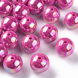 Opaque Acrylic Beads, AB Color Plated, Round, Camellia, 20x19mm, Hole: 2~3mm, about 111pcs/500g(MACR-S370-D20mm-A13)