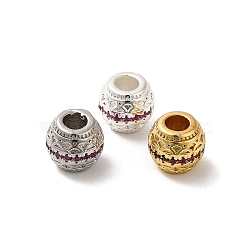 Rack Plating Brass Barrel Spacer Beads, with Old Rose Cubic Zirconia, Long-Lasting Plated, Lead Free & Cadmium Free, Mixed Color, 8x7mm, Hole: 3mm(KK-K273-11)
