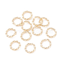 304 Stainless Steel Open Jump Rings, Twisted Round, Real 24k Gold Plated, 8x1.2mm, 17 Gauge, Inner Diameter: 5.5~6mm(STAS-F191-12G-B)