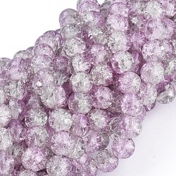 Spray Painted Crackle Glass Beads Strands, Round, Two Tone, Plum, 4mm, Hole: 1.1~1.3mm, about 200pcs/strand, 31.4 inch(CCG-Q002-4mm-02)