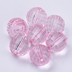 Transparent Acrylic Beads, Faceted, Round, Pink, 8x8mm, Hole: 1.5mm, about 1770pcs/500g(TACR-Q254-8mm-V03)