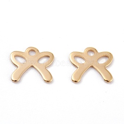201 Stainless Steel Charms, Laser Cut, Bowknot, Real 18k Gold Plated, 8.5x9.5x0.5mm, Hole: 1.5mm(STAS-C017-05G)