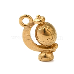 Ion Plating(IP) 304 Stainless Steel Pendants, Globe Charms, Real 18K Gold Plated, 18x12x7mm, Hole: 2mm(STAS-N103-41G)