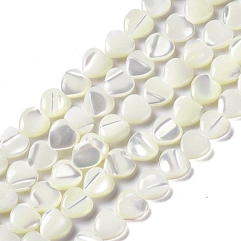 Natural Trochid Shell/Trochus Shell Beads Strands, Heart, Seashell Color, 7.5~8x7.5x3mm, Hole: 0.6mm, about 49pcs/strand, 15.08~15.16(38.3~38.5cm)