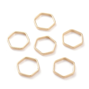 Brass Linking Rings, Long-Lasting Plated, Hexagon, Real 24K Gold Plated, 9x8x1mm, Inner Diameter: 7x7mm