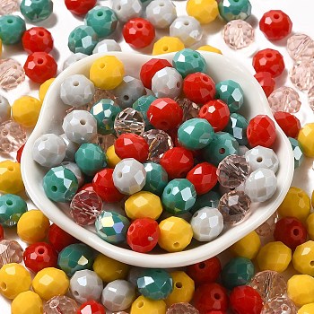 Glass Beads, Faceted, Rondelle, Gray, 10x8mm, Hole: 1mm, about 67pcs/60g