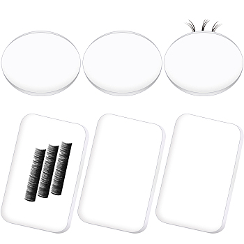 10Pcs 2 Style Silicone Eyelash Extension Pads, Grafting Eyelashes Tools, Rectangle & Round, Clear, 2.9~9x2.9~5.3x0.25~0.4cm, 5pcs/style