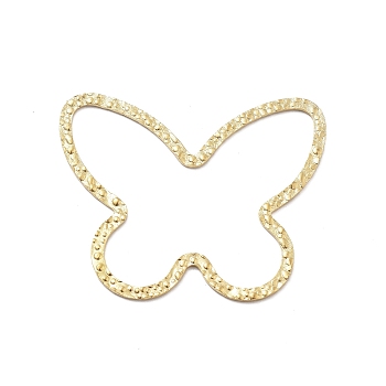 304 Stainless Steel Textured Linking Rings, Real 18K Gold Plated, Butterfly, 32x40x1mm, Inner Diameter: 14x36mm