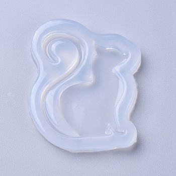 Food Grade Silicone Molds, Resin Casting Molds, For UV Resin, Epoxy Resin Jewelry Making, Cat Shape, White, 52x43x7mm, Inner Diameter: 42x35mm