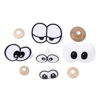 Plastic Craft Eyes, with Doll Eyes Washers, for Doll Making, Mixed Color, 29x36x17mm, pin: 5mm