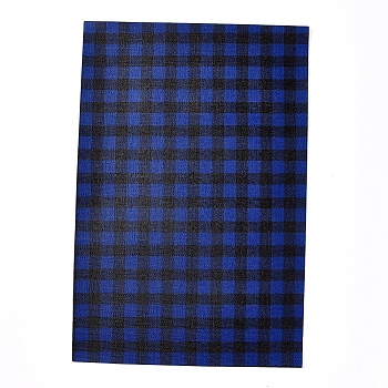 Imitation Leather Fabric Sheets, for Garment Accessories, Tartan Pattern, Dark Blue, 30x20x0.05cm