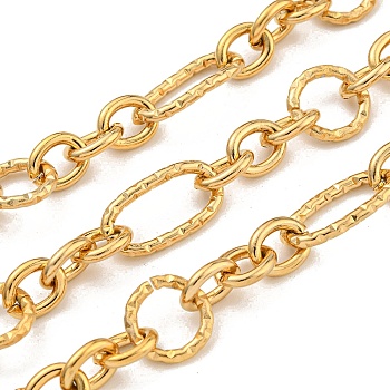 10M Ion Plating(IP) 304 Stainless Steel Figaro Chains, Unwelded, with Spool, Real 18K Gold Plated, 9.5~19.5x8~11.5x2mm