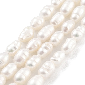 Natural Cultured Freshwater Pearl Beads Strands, Rice, Grade 3A+, Snow, 3~4mm, Hole: 0.5mm, about 26~39pcs/strand, 7.09''~7.28''(18~18.5cm)