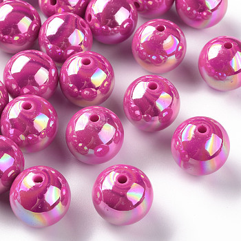 Opaque Acrylic Beads, AB Color Plated, Round, Camellia, 20x19mm, Hole: 2~3mm, about 111pcs/500g