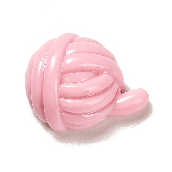 Opaque Resin Decoden Cabochons, Pink, Yarn Ball, Round, 14x17x8mm