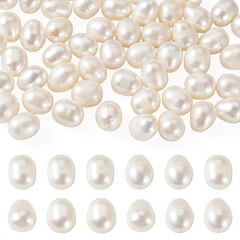 50Pcs Natural Cultured Freshwater Pearl Beads, Rice, Seashell Color, 7.5~8.3x6~6.7mm, Hole: 0.7~0.8mm