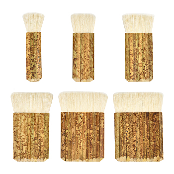 Elite 6Pcs 6 Style Rectangle Bamboo Handle, Paint Brush, Wool Combination Brush Pen, BurlyWood, 1pc/style