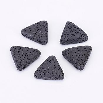 Natural Lava Rock Beads, Triangle, Dyed, Black, 16~17x17~17.5x5.5mm, Hole: 2mm