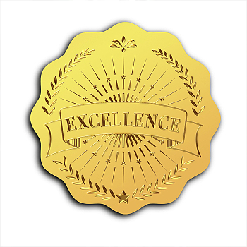 Self Adhesive Gold Foil Embossed Stickers, Medal Decoration Sticker, Word, 5x5cm, 4pcs/sheet