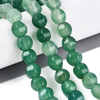 Natural Green Onyx Agate Beads Strands, Dyed & Heated, Lantern, 9~11x10.5~12x10.5~12mm, Hole: 0.8~1mm, about 36~41pcs/strand, 14.57~16.73 inch(37~42.5cm)