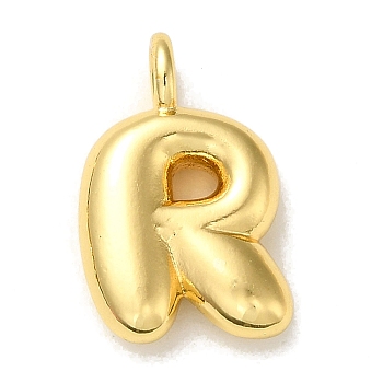 Brass Pendants, Real 18K Gold Plated, Letter R, 19x13x5.5mm, Hole: 3.3mm