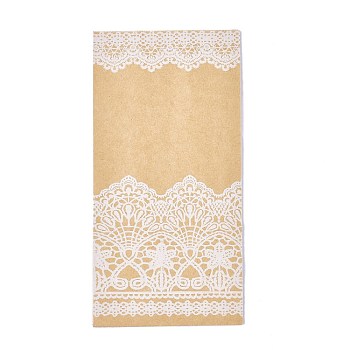 Lace Pattern Eco-Friendly Kraft Paper Bags, Gift Bags, Shopping Bags, Rectangle, Bisque, 18x9x6cm