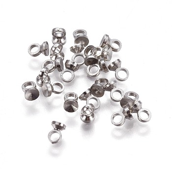 Brass Bead Cap Pendant Bails, for Globe Glass Bubble Cover Pendants, Platinum, 3.5x2.8mm, Hole: 1.4mm