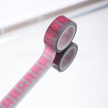 DIY Scrapbook Decorative Paper Tapes, Adhesive Tapes, with Phrase I Love You, Magenta, 15mm, 5m/roll(5.46yards/roll)(DIY-F016-P-16)