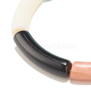 Acrylic Curved Tube Beaded Stretch Bracelet(BJEW-JB07980-03)-4