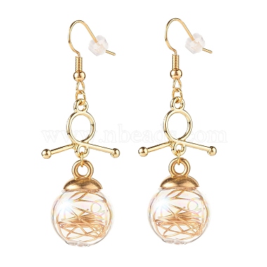 Boucles d'oreilles pendantes noeud avec globe de verre(EJEW-JE04743)-3