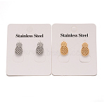 304 Stainless Steel Textured Ear Studs, Hypoallergenic Earrings, Pineapple, Mixed Color, 14.5x8mm, Pin: 0.8mm(EJEW-L122-02)