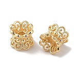Rack Plating Double Side Brass Bead Caps, Nickel Free, Flower, Long-Lasting Plated, Real 14K Gold Plated, 6.7x5.8mm, Hole: 1.8~4.7mm(KK-K381-17G-02)