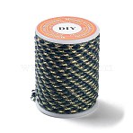 4-Ply Polycotton Cord with Metallic Thread, Handmade Macrame Cotton Rope, for String Wall Hangings Plant Hanger, Dark Green, 1.5mm, about 4.3 yards(4m)/roll(OCOR-Z003-D114)