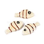 Hand Painted Fish Shaped Porcelain Beads, Polka Dot Animal Ceramic Beads, Cornsilk, 28.5~29x13~14x5.5~6mm, Hole: 1.6~2mm(PORC-N013-06I)