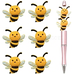 6Pcs Silicone Focal Beads, Bees, Yellow, 25.5x29.5x13.5mm, Hole: 2mm(SIL-YW0002-13)