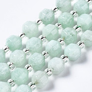 Natural White Jade Beads Strands, Imitation Beryl, with Seed Beads, Faceted, Polygon, 6x6mm, Hole: 1.2mm, about 47~48pcs/strand, 14.84 inch~14.96 inch(37.7cm~38cm)(G-T132-048A)