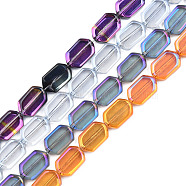 Electroplate Transparent Glass Beads Strands, Oval, Mixed Color, 9.5x6.5x3.5mm, Hole: 0.9mm, about 78Pcs/strand, 25.59 inch(65cm)(EGLA-N008-017)