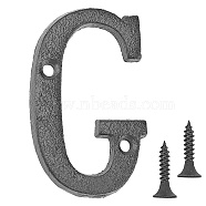 Iron Home Address Number, with 2pcs Screw, Letter.G, 76x46x5mm, Hole: 5.4mm(AJEW-WH0126-25G)