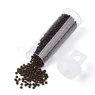 Czech Glass Beads, Round Glass Seed Beads, Baking Paint Style, Coconut Brown, 11/0, 2x1.2mm, Hole: 0.7mm, about 10g/bottle(SEED-R047-A-99110)