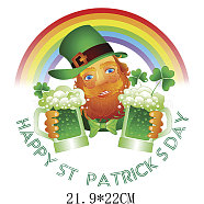 Saint Patrick's Day Theme PET Sublimation Stickers, Heat Transfer Film, Iron on Vinyls, for Clothes Decoration, Food, 220x219mm(PW-WG82990-04)