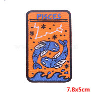 Rectangle with Constellation Computerized Embroidery Cloth Iron on/Sew on Patches, Costume Accessories, Pisces, 78x50mm(PATC-PW0002-14K)