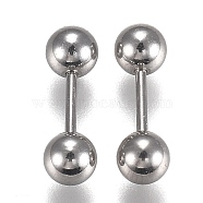 304 Stainless Steel Ball Stud Earrings, Barbell Cartilage Earrings, Stainless Steel Color, 12~13x3mm, Pin: 1mm, 24pairs/set(EJEW-H113-02P-B)