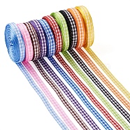 10Rolls 10 Colors Polyester Ribbon, Tartan Ribbon, Mixed Color, 1/4"(6mm), about 10m/roll(OCOR-TA0001-36A)