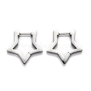 304 Stainless Steel Star Huggie Hoop Earrings, Stainless Steel Color, 20x21x3mm, Pin: 1mm(X-STAS-H156-05P)