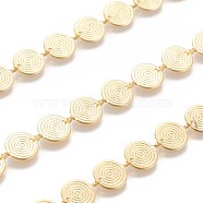 Brass Handmade Beaded Chains,  Link Chain, Long-Lasting Plated, Soldered, with Spool, Flat Round, Golden, Link: 10x8x0.5mm, about 32.8 Feet(10m)/roll(CHC-I031-18G)